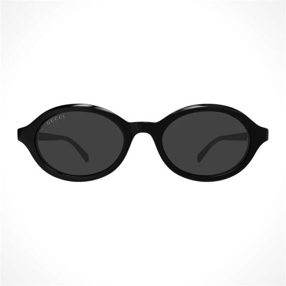 New GUCCI Sunglasses Black 51-19-140mm Slim Round Oval Gold Metal Logo - Picture 4 of 5